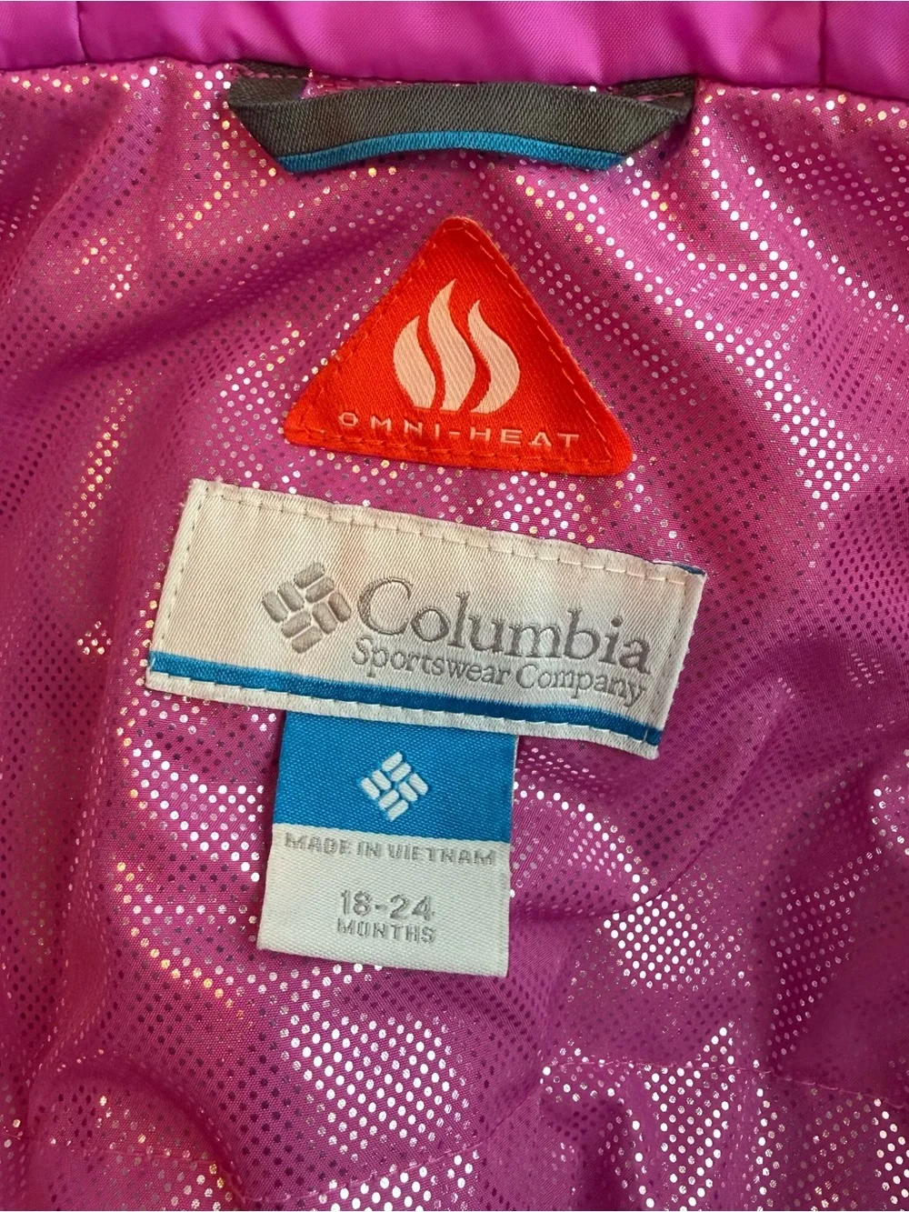 Columbia Toddler Girls 18-24M Purple Omni-Heat Hooded Insulated Jacket